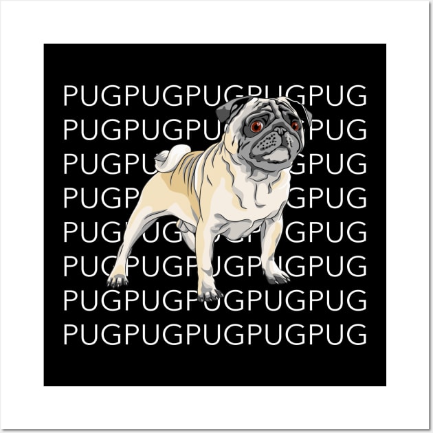 Pug Pug Pug Wall Art by TeeLand